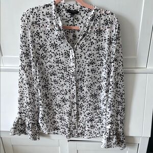 Women's Black and White Floral Blouse